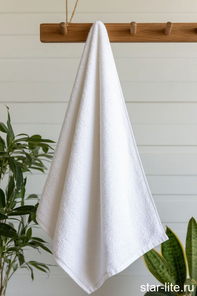 Отельное полотенце белое плотностью 470 гр/м. 